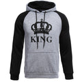 KING Queen Crown Print Unisex Autumn Hoodies Sweatshirt - menochic