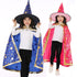 Children Halloween Costumes Wizard Witch Cloak Cape Robe with Pointy Hat Girls Boys Cosplay Props
